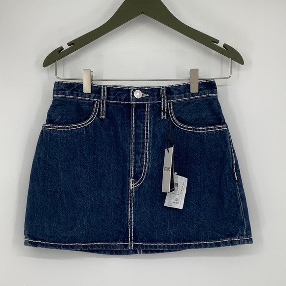 NEW! RE/DONE 90s Mini Skirt Chunky Stitch Indigo Size 25 Denim $265 msrp  I6-3 - Picture 2 of 10